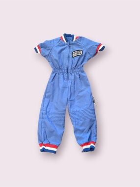 Vintage Zoom Toddler Racing Theme Jump Suit With Official Pit Crew Embroidery